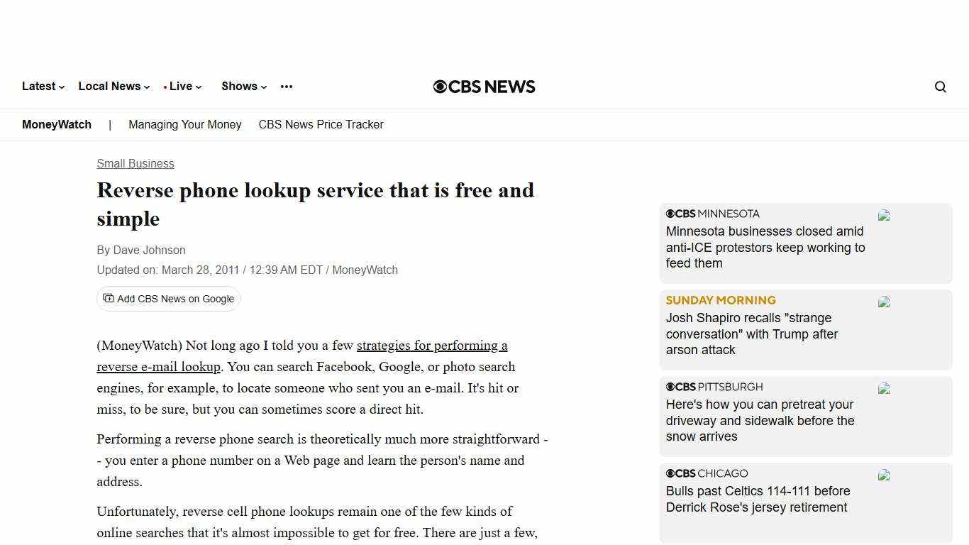 Reverse phone lookup service that is free and simple - CBS News